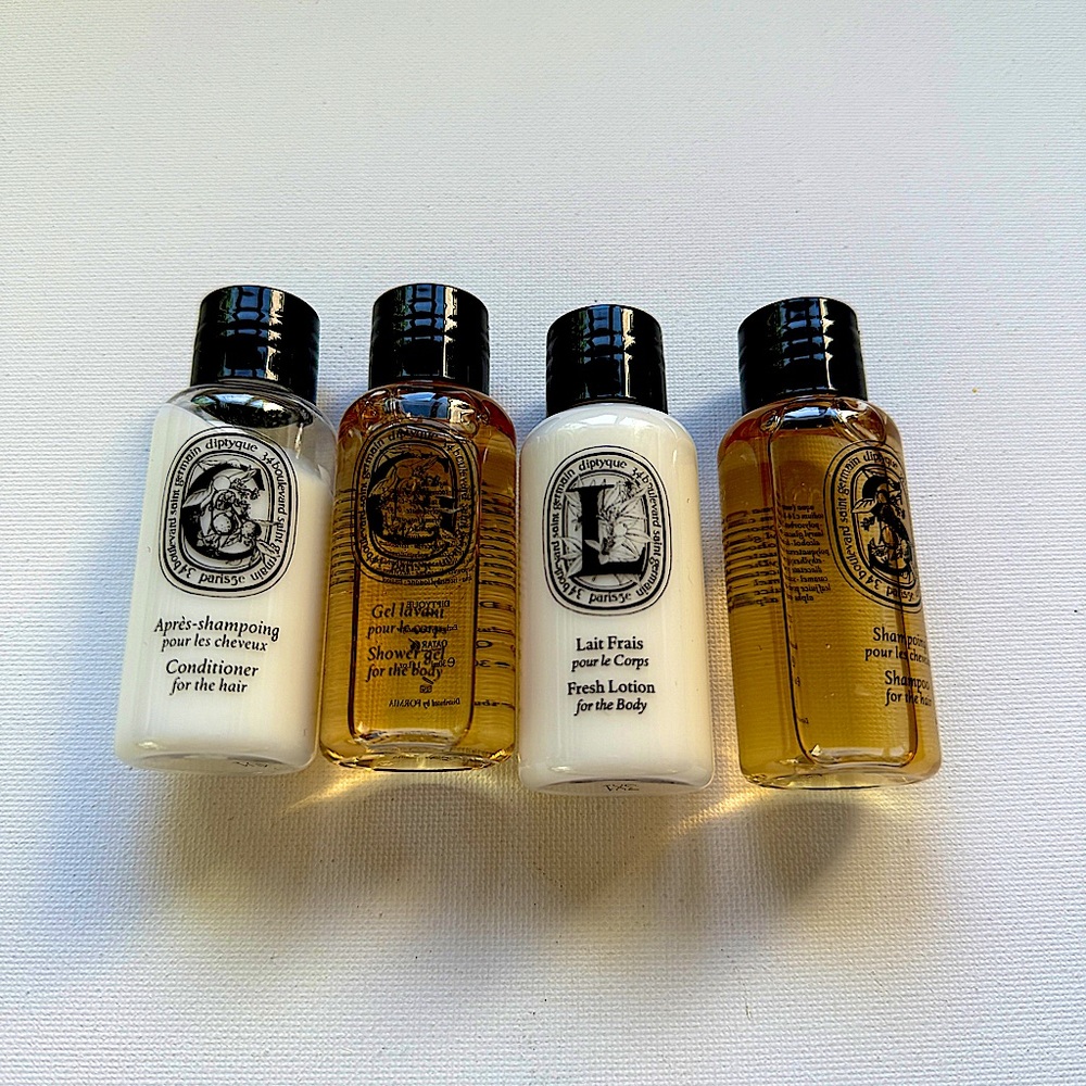 New Diptyque travel body wash, shampoo,  body lotion,  conditioner Qatar Airways